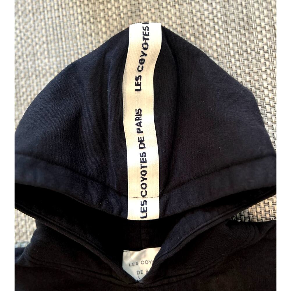 LES COYOTES DE PARIS Girls Black Cropped Hooded Hoodie Sweatshirt Sweater sz 12 - Picture 4 of 8